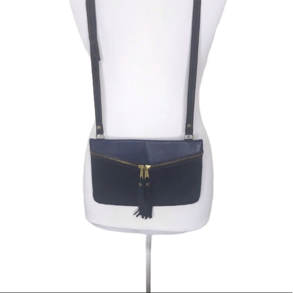 Crossbody Tassel Navy Blue Gold Purse
